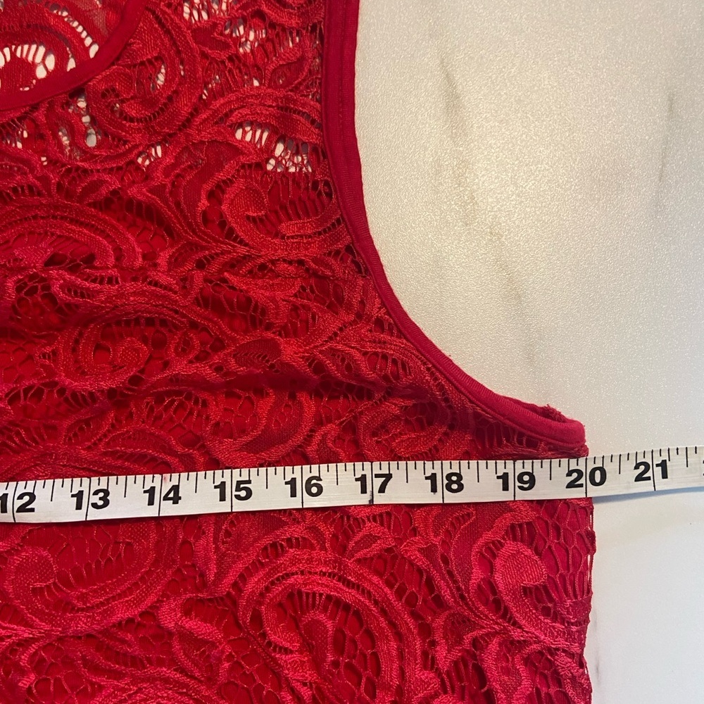 Adrianna Papell Red Lace Blouse - Picture 7 of 8